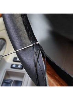 Generic Heavy Duty Anti-Slip Thread Needle Steering Wheel Cover Black Cover with Black Thread 