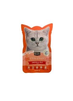 Kit Cat KitKat Petite Pouch Complete Balanced Chicken and Beef Cat Food, 70g 