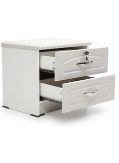 SILA Sila Bedside Table Storage Cabinet With Lockable Drawers ST2100 White  - Image 2
