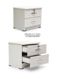 SILA Sila Bedside Table Storage Cabinet With Lockable Drawers ST2100 White  - Image 3