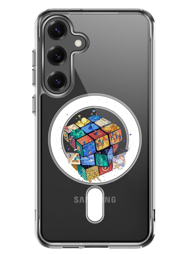 Theodor Magnetic Case for Samsung Galaxy S25 Plus 6.7-inch Compatible with MagSafe Wireless Charging, Shockproof Phone Bumper Cover Cube - Image 1