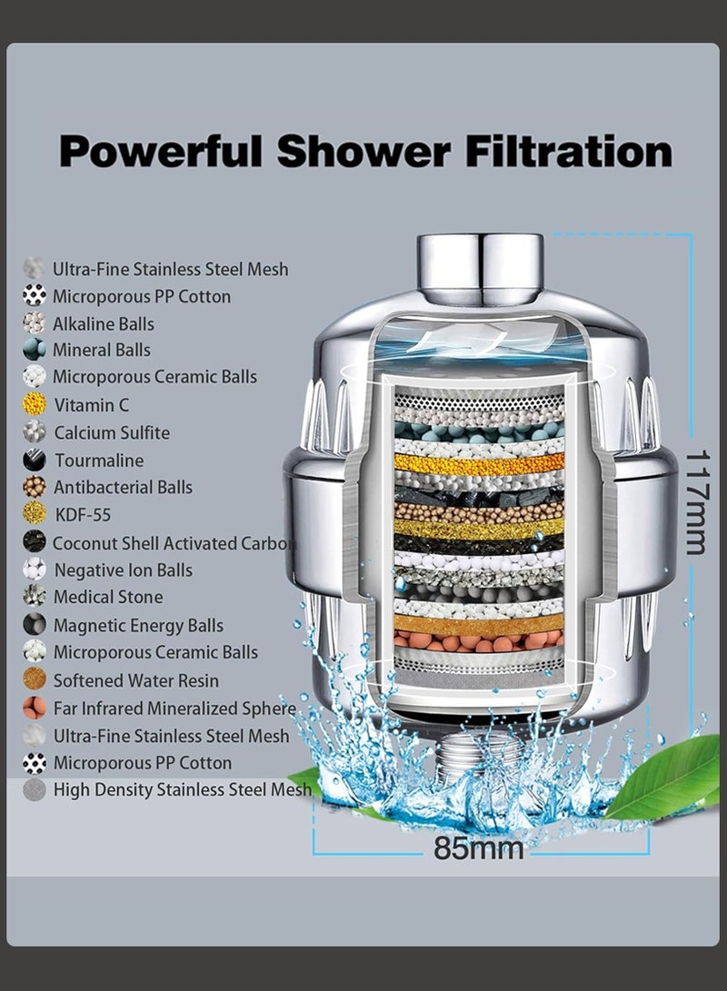 مرشح دش عالمي، مرشح رأس دش عالي الأداء دون تلوث يقلل الكلور مع خرطوشة مرشح قابلة للاستبدال، يحافظ على صحة الشعر والبشرة، ويشمل شريط تيفلون - Image 3