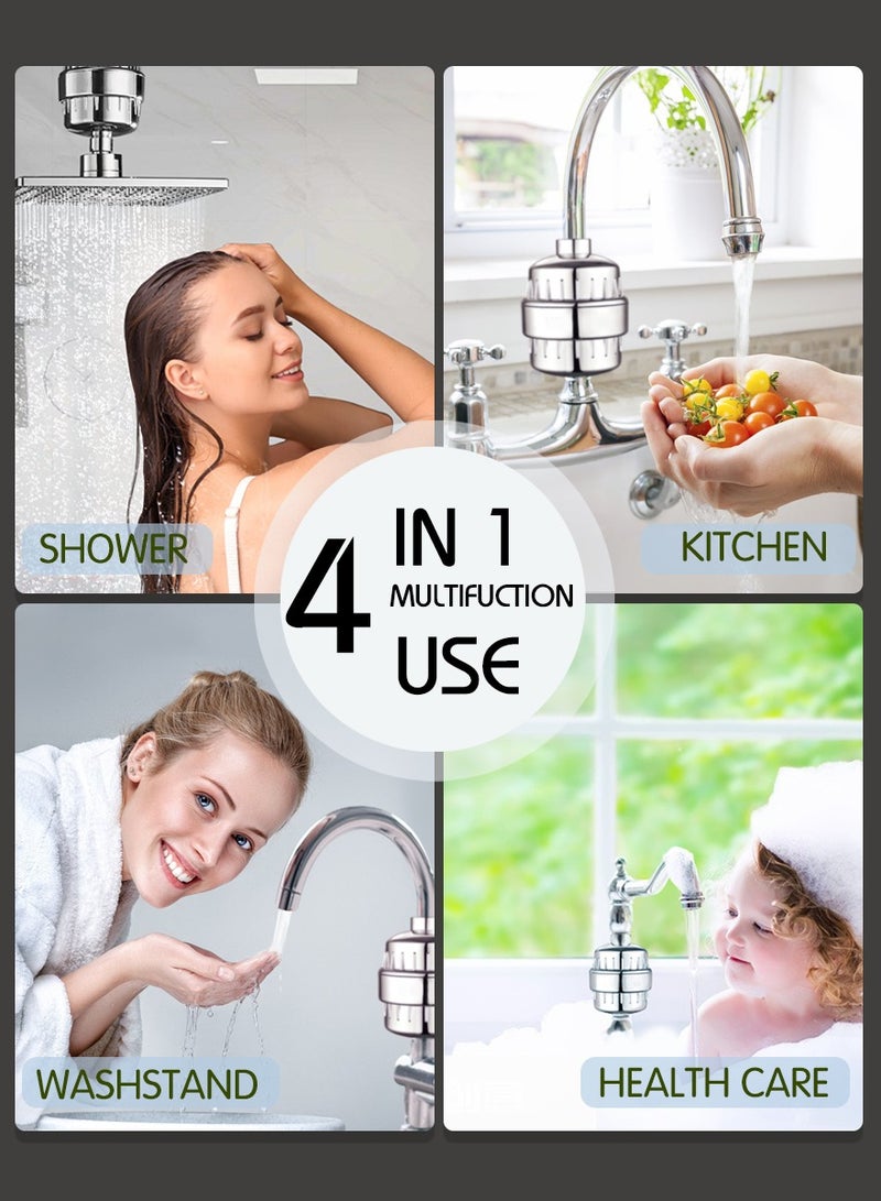 مرشح دش عالمي، مرشح رأس دش عالي الأداء دون تلوث يقلل الكلور مع خرطوشة مرشح قابلة للاستبدال، يحافظ على صحة الشعر والبشرة، ويشمل شريط تيفلون - Image 4