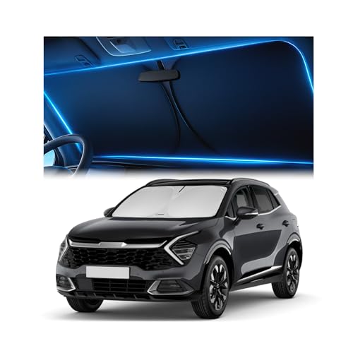 Magnelex Windshield Sunshade for Kia Sportage 2023 2024 2025 2026 - Innovative No-Light-Pass Technology, Mirror Cut-Out, Blocks 99% UV Rays, Fade-Resistant, Easy-Fold Sportage Windshield Sun Shade - Image 1