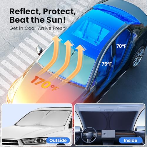 Magnelex Windshield Sunshade for Kia Sportage 2023 2024 2025 2026 - Innovative No-Light-Pass Technology, Mirror Cut-Out, Blocks 99% UV Rays, Fade-Resistant, Easy-Fold Sportage Windshield Sun Shade - Image 2