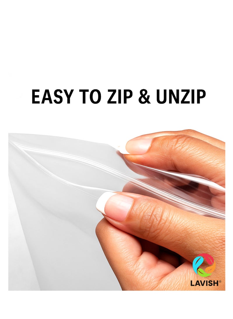 لافيش أكياس بلاستيكية شفافة قابلة لإعادة الإغلاق، مقاس ٢٧×٣٠ سم | عبوة من ٢٥ كيسًا بلاستيكيًا شفافًا قابلًا لإعادة الإغلاق | أكياس بلاستيكية متعددة الاستخدامات بسحاب - Image 3