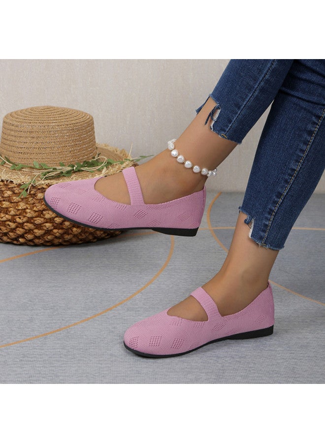 European And American Plus Size Fly-woven Flat Shoes Women's Round Head Set Feet Breathable Lazy Work Shoes