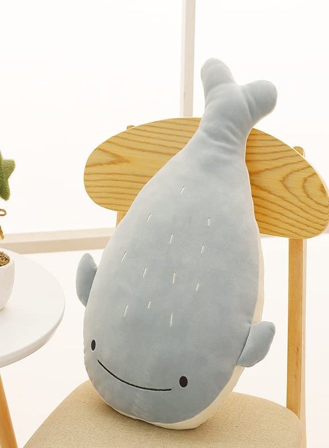 Peach Cuddle Microfiber Cute Animal Shaped Cushion for Kids Room (45X45 Cm, Whale B) Animal Cushion for Kids, Kids Furnishing, Decorative Cot Cushion, Nursery Décor, Baby Pillows, Lion Cushion,Grey - Image 1