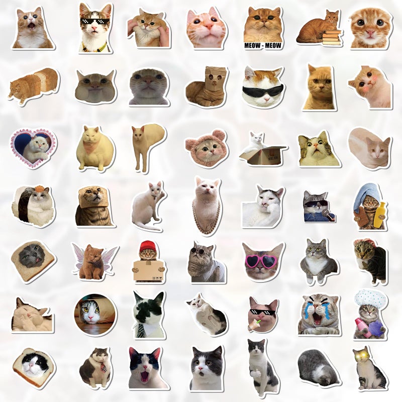 Fuzmo 100 Pcs Cat Stickers, Cute Meme Kitten Stickers for Water Bottles Laptop Guitar Suitcase, DIY Waterproof Vinyl Decals Gifts for Adults Teens Kids Boys Girls - Image 4