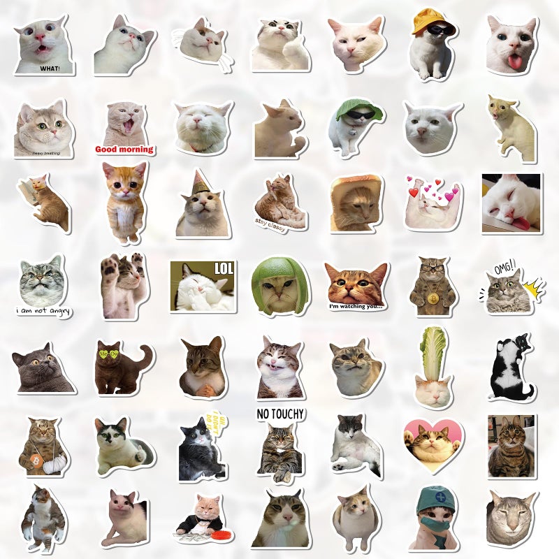 Fuzmo 100 Pcs Cat Stickers, Cute Meme Kitten Stickers for Water Bottles Laptop Guitar Suitcase, DIY Waterproof Vinyl Decals Gifts for Adults Teens Kids Boys Girls - Image 3