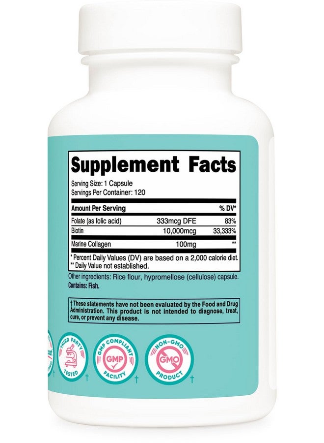 Nutricost Biotin for Women 10,000mcg 120 Capsules - with Folate & Collagen, Gluten Free & Non-GMO