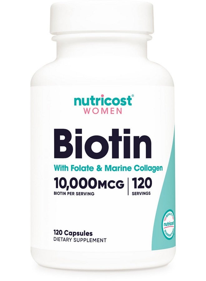 Nutricost Biotin for Women 10,000mcg 120 Capsules - with Folate & Collagen, Gluten Free & Non-GMO