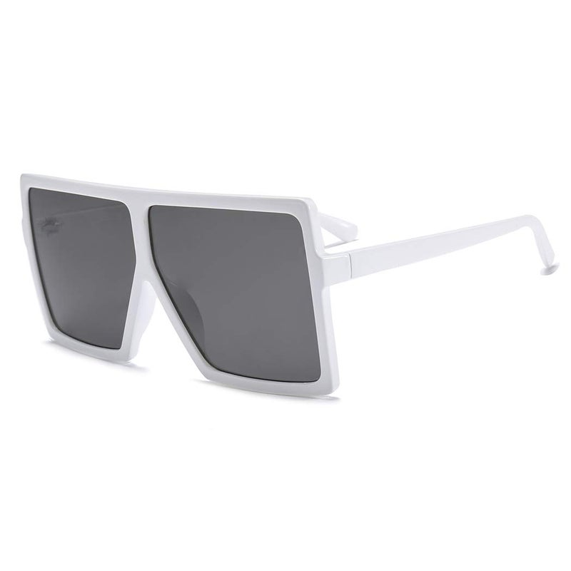 Armear Women Oversized Square Sunglasses Big Frame Flat Top Shades Lens White - Image 3