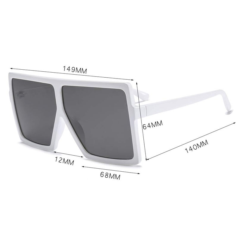 Armear Women Oversized Square Sunglasses Big Frame Flat Top Shades Lens White - Image 5