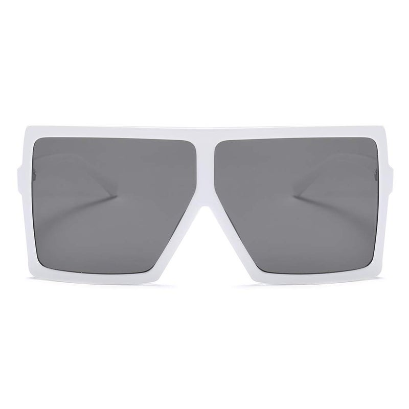 Armear Women Oversized Square Sunglasses Big Frame Flat Top Shades Lens White - Image 1