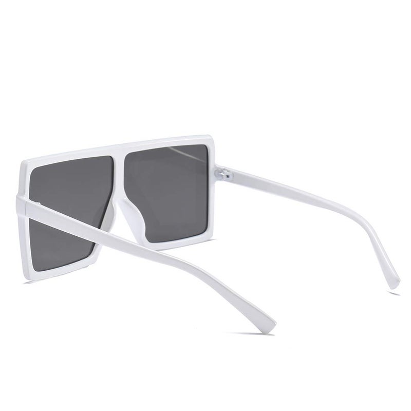 Armear Women Oversized Square Sunglasses Big Frame Flat Top Shades Lens White - Image 4