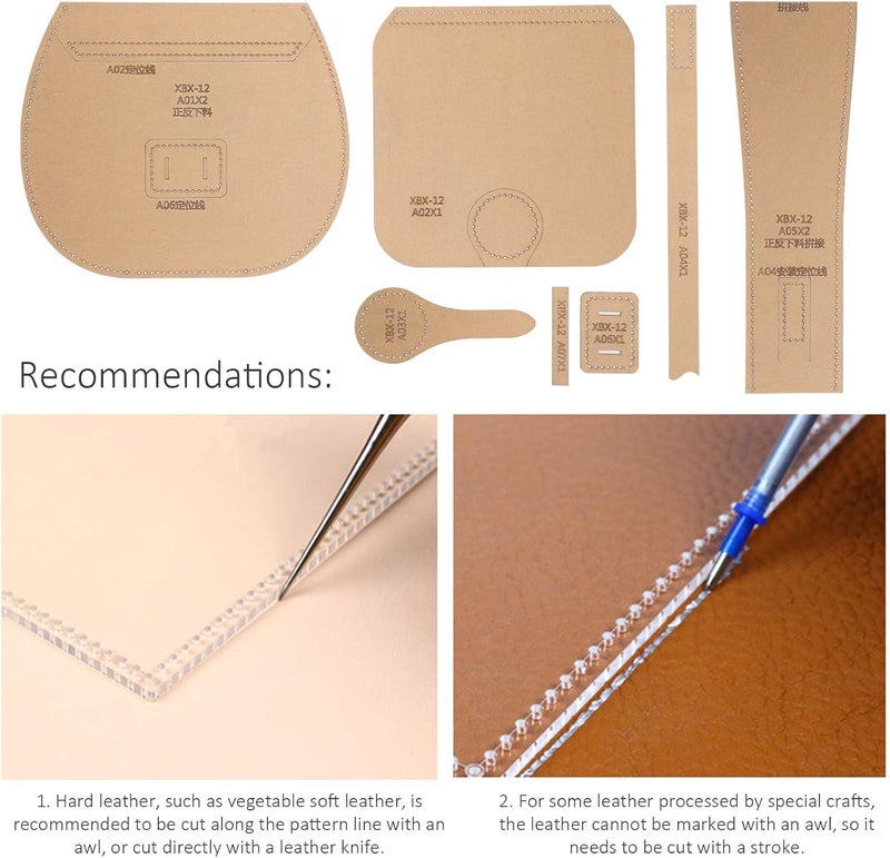 كلاراكو استنسل أكريليك، أداة عملية للحرف اليدوية الجلدية، قوالب أنماط جلدية، قالب حقيبة يد، لصنع حقيبة كتف أو حقيبة رسول - Image 3