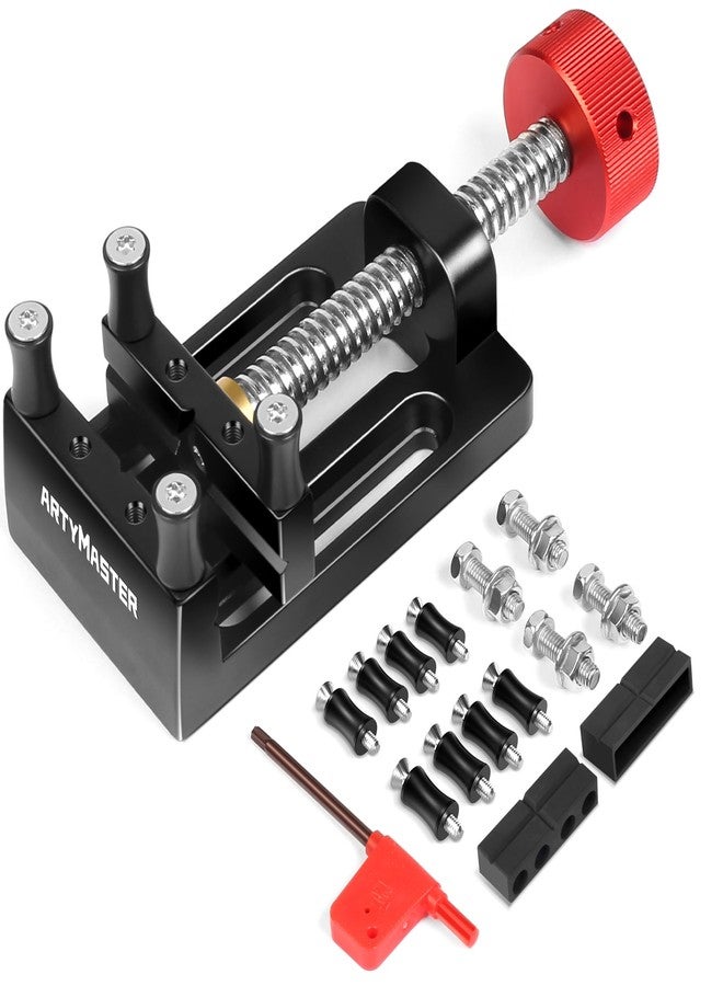 ArtyMaster Mini Drill Press Vise with Rubber Soft Jaws, 0-2.48" Clamping Range Mini Vice Clamp for Crafts, Jewelry Making, Modeling and Repairs, Precision Aluminum Small Vise for Small Projects - Image 1
