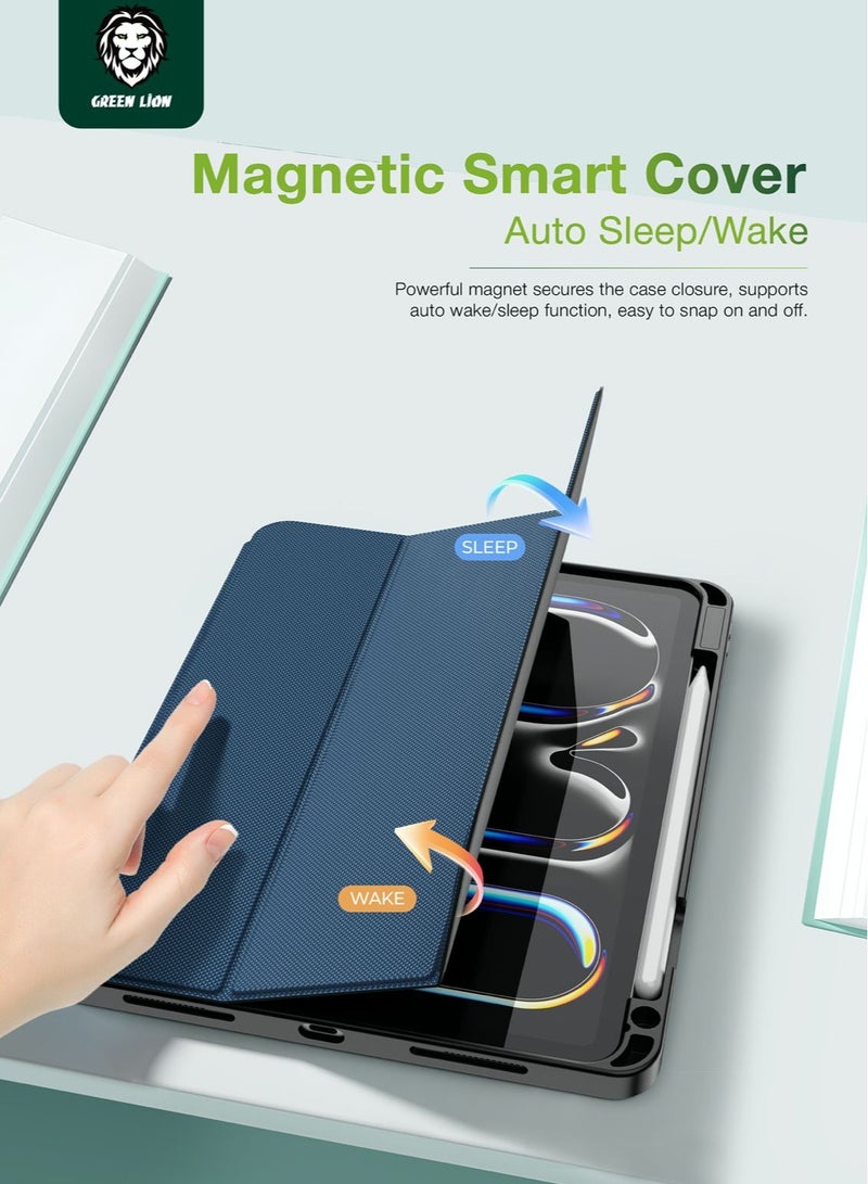 GREEN LION Hogo Premium Case with Pencil Holder for iPad Pro 11" / Magnetic Smart Cover Auto Sleep/Wake / 2-Way Position Viewing & Typing / Stable Tri-Fold Stand / Slim & Lightweight - Blue - Image 3