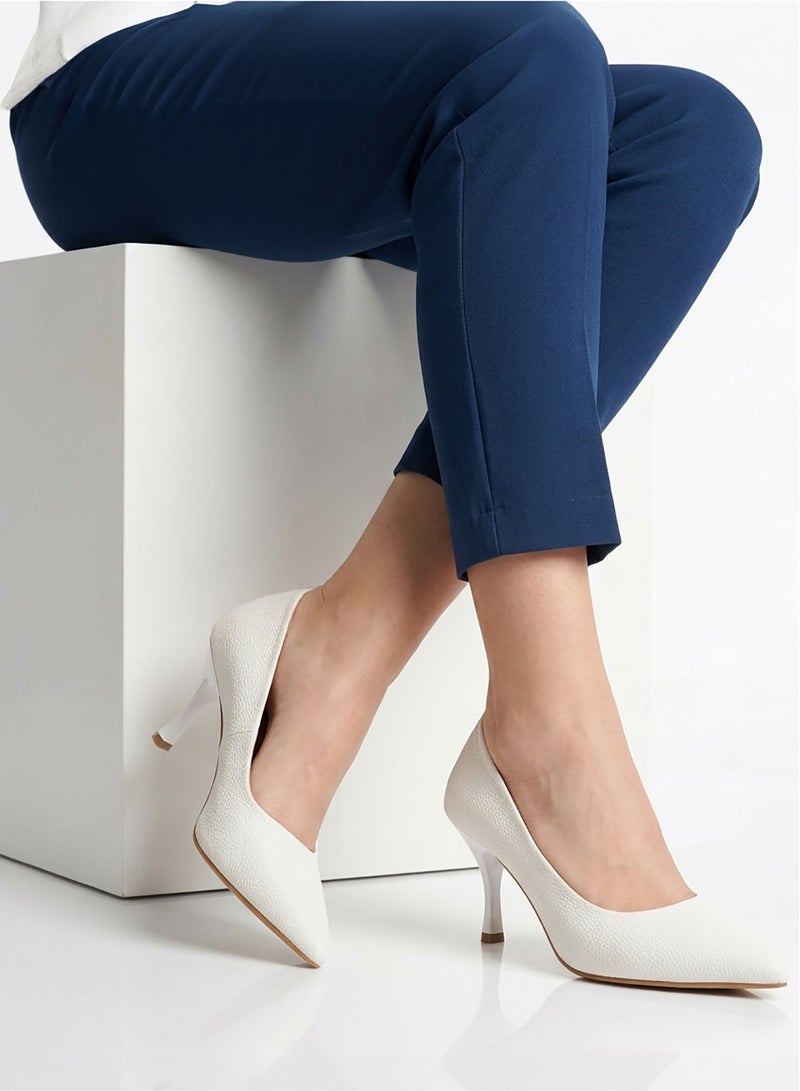 ICE CLUB Women's Pointed Toe Heel – Pebble-Grain Textured - Image 1