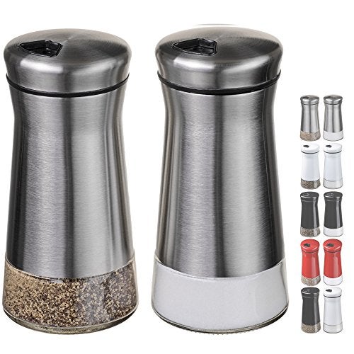 CHEFVANTAGE Salt and Pepper Shakers Set with Adjustable Pour Holes by CHEFVANTAGE - Stainless Steel - Image 1