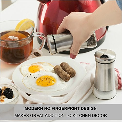 CHEFVANTAGE Salt and Pepper Shakers Set with Adjustable Pour Holes by CHEFVANTAGE - Stainless Steel - Image 2