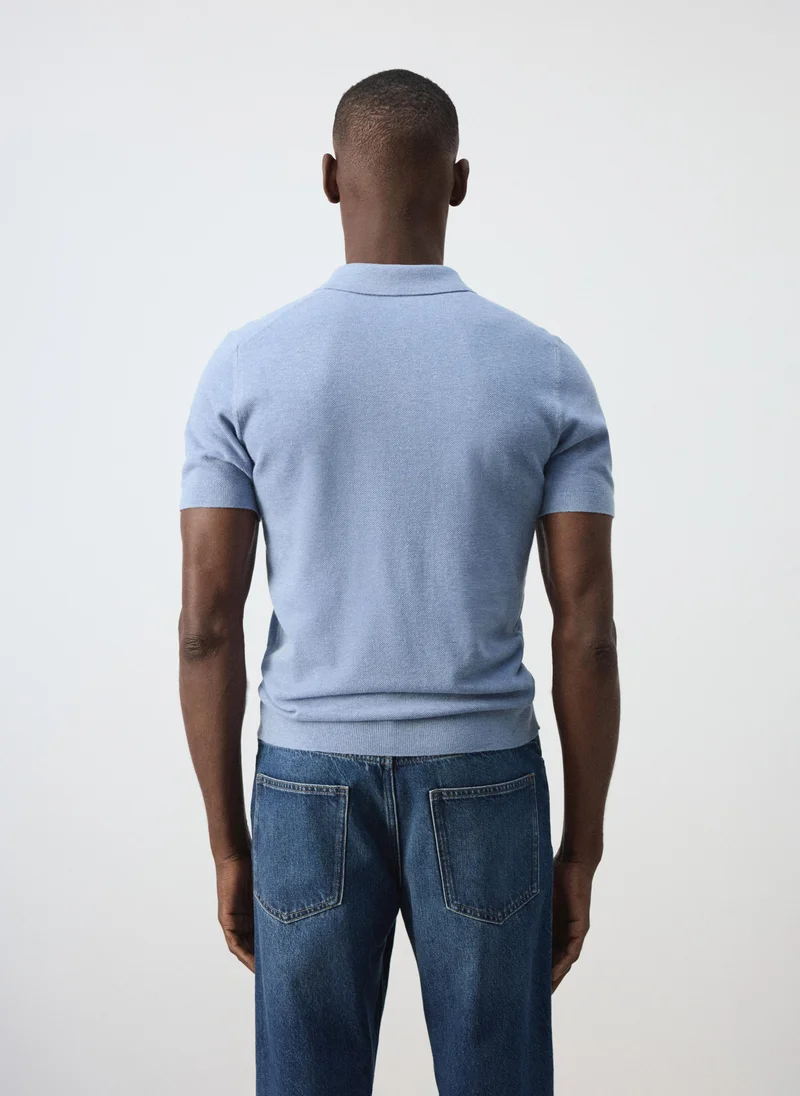 Mango Man Fine Knit Cotton Blend Polo