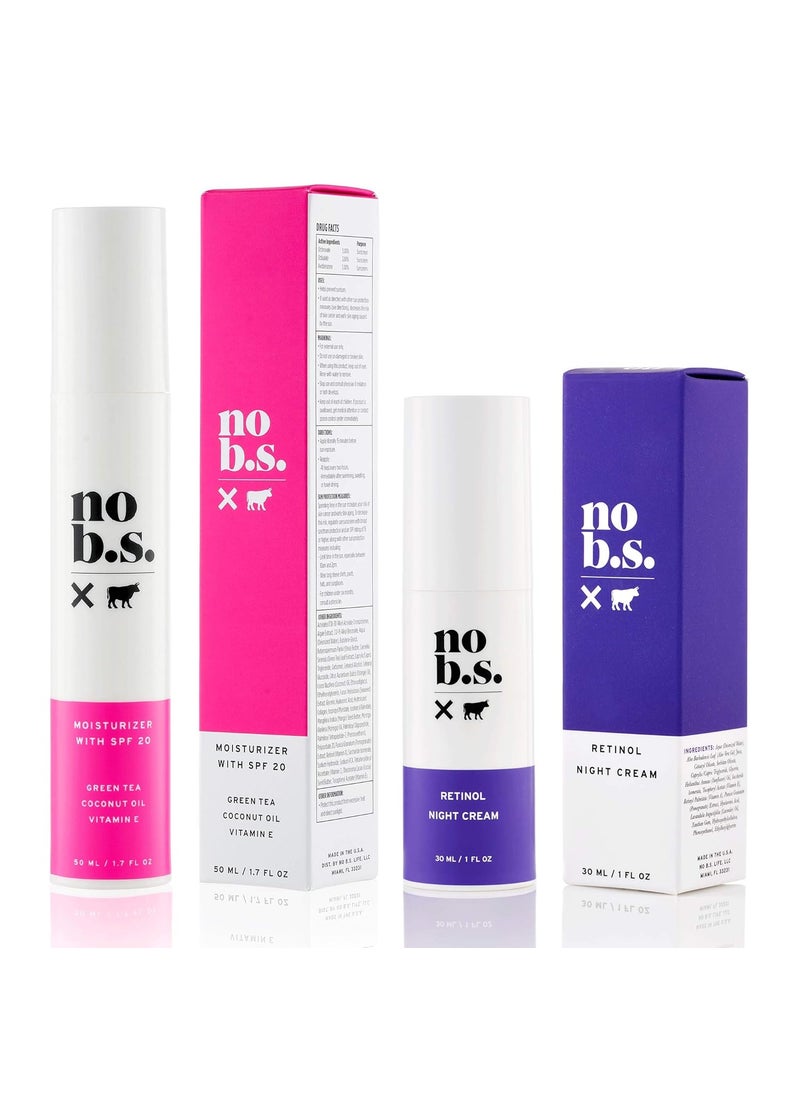 NO B. S. NO BAD STUFF No BS No Bad Stuff Protect  Correct Duo  Daytime Face Moisturizer Spf 20  Nighttime Cream Hydrates  Protect Skin Soothes Redness 27 oz 