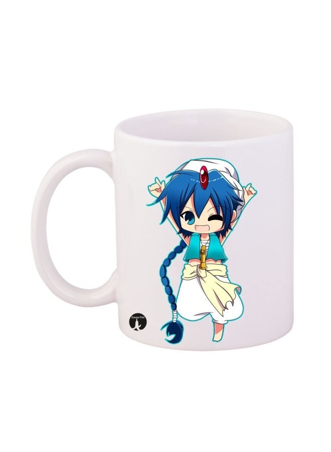 RYN Anime Magi The Labyrinth Of Magic Printed Mug White/Blue/Beige 11ounce