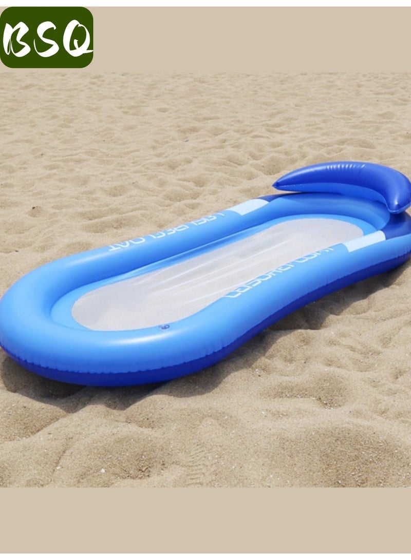 BSQ Inflatable Mesh Water Float Lounge Chair | BPA-Free Heavy-Duty PVC Pool Floating Bed with Headrest | Quick-Inflate Summer Lounger for Beach, Pool & Lake - Image 3