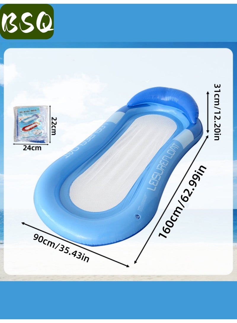 BSQ Inflatable Mesh Water Float Lounge Chair | BPA-Free Heavy-Duty PVC Pool Floating Bed with Headrest | Quick-Inflate Summer Lounger for Beach, Pool & Lake - Image 4