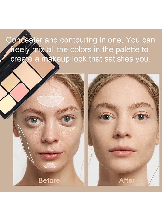Eakroo 6 Colors Correcting Concealer Palette Makeup Cream Contour Palette With Brush Contouring Foundation Highlighting Concealer Palette For Conceals Dark Circles Redness Acne Blemish - Image 5