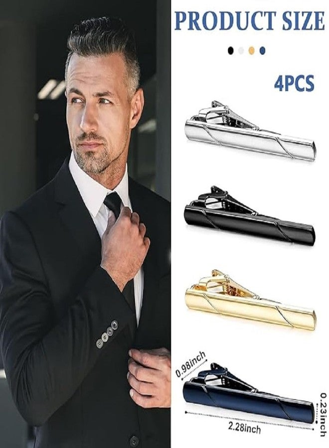 Apidian 4pcs Tie Clips for Men – Formal Metal Necktie Bars Set with Gift Box, Elegant Tie Pins for Business, Wedding, Office, Suit Accessories – Stylish Tie Clasp Set - Image 2