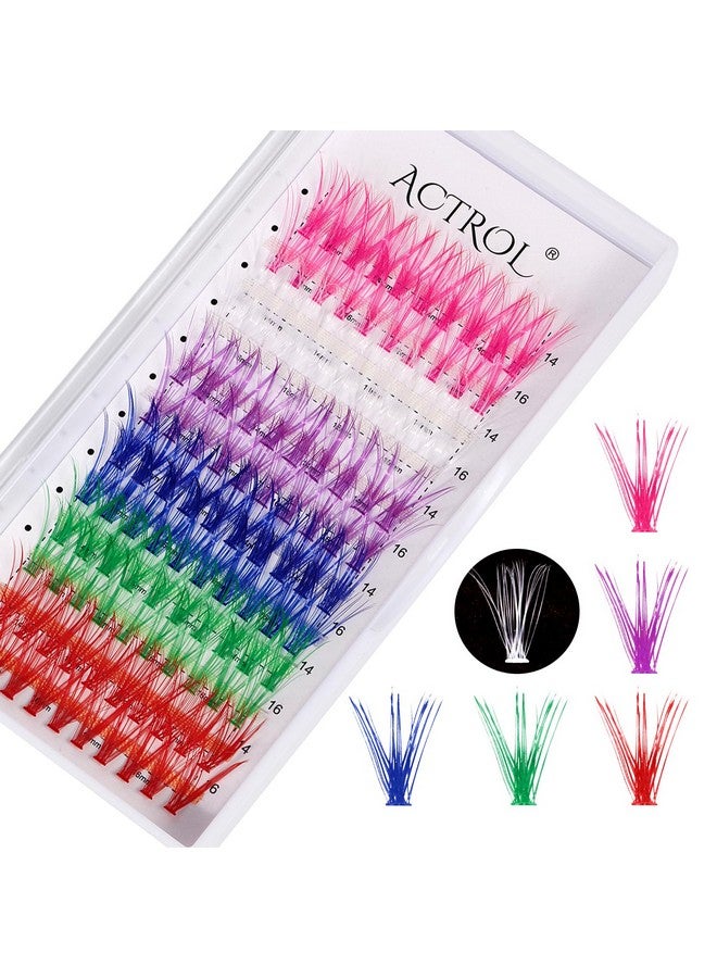 ACTROL Colored Cluster Lash Extensions 120Pcs 30D 14Mm 16Mm Mixed Rainbow Colorful Individual Eyelash Salon Party White Purple Pink Cluster Eyelash - Image 1
