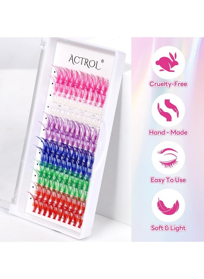 ACTROL Colored Cluster Lash Extensions 120Pcs 30D 14Mm 16Mm Mixed Rainbow Colorful Individual Eyelash Salon Party White Purple Pink Cluster Eyelash - Image 4