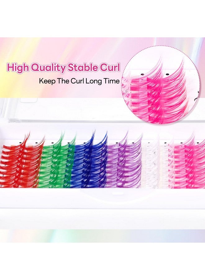 ACTROL Colored Cluster Lash Extensions 120Pcs 30D 14Mm 16Mm Mixed Rainbow Colorful Individual Eyelash Salon Party White Purple Pink Cluster Eyelash - Image 2