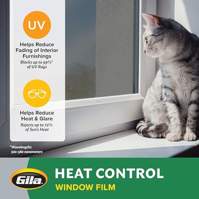 Gila Heat Control Titanium Adhesive Residential DIY Window Film Sun Blocking Glare Reduction 3ft x 15ft (36in x 180in), Gray - Image 5