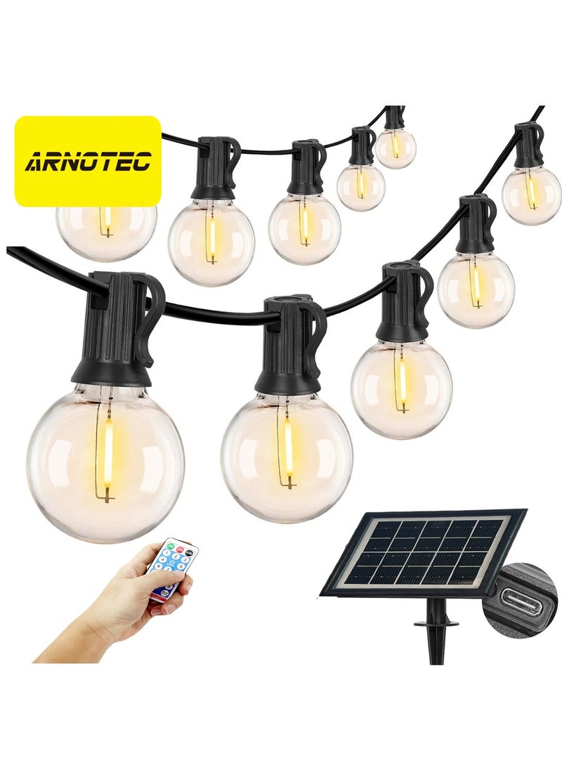 ARNOTEC Outdoor Solar Lights, G40 Bulbs, Fairy Lights, 10m, 20 LED Bulbs, Garden Fairy Lights with Remote Control, Light Spacing 40cm - Warm White IP65 Waterproof String Lights, Garden Holiday Decoration Lights  - Image 2