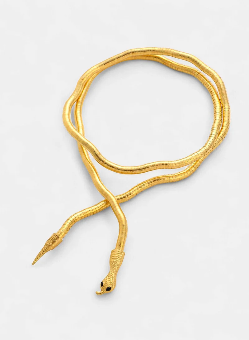 SOHI Ophidian-Wrap Statement Artificial Necklace Jewellery