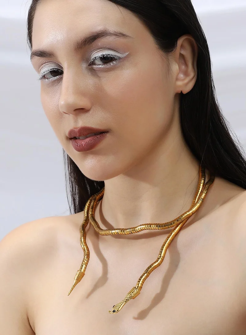 SOHI Ophidian-Wrap Statement Artificial Necklace Jewellery