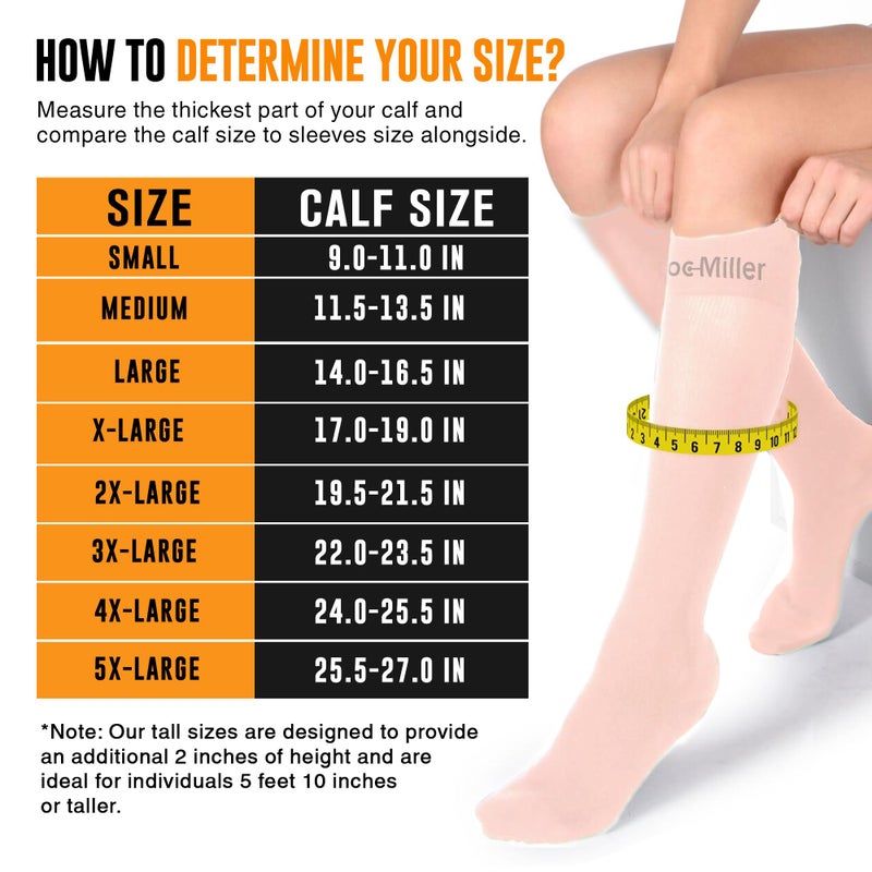 Doc Miller Compression Socks  30-40 mmHg Medical Grade Closed Toe Socks for Circulation  Shin Splints  Varicose Veins  and Calf Recovery - Knee High Support for Men & Women - Large Size  Skin/Nude - Image 3
