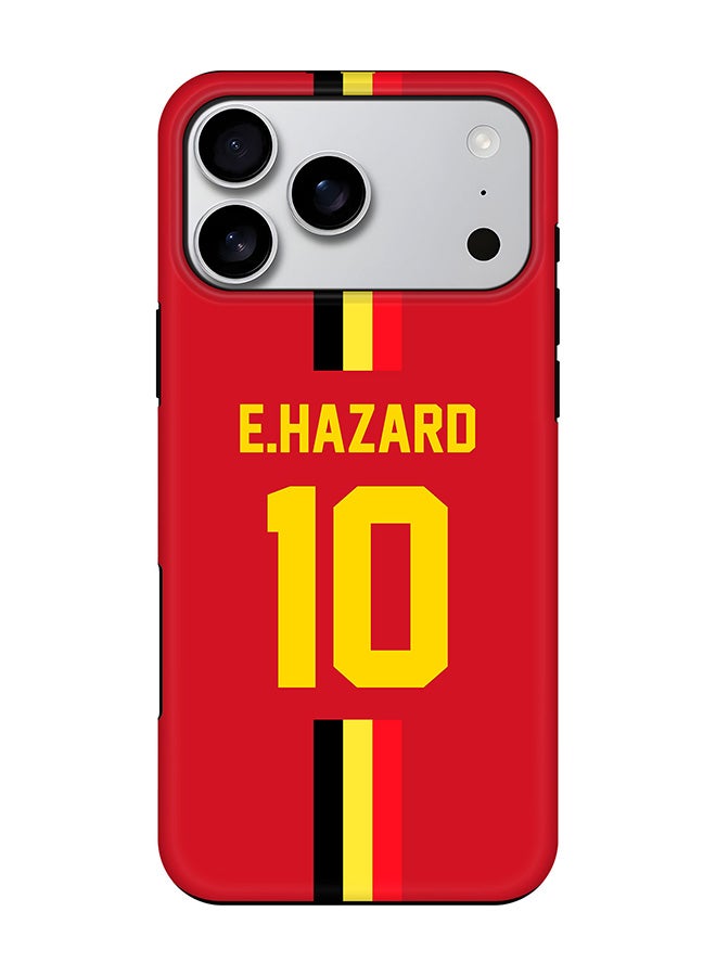 Stylizedd حافظة مغناطيسية Tough Pro لجهاز iPhone 17 Pro Max، طبقتين هجين PC + TPU غلاف موبايل غير لامع - كرة القدم - بلجيكا، إ. هازارد - Image 1