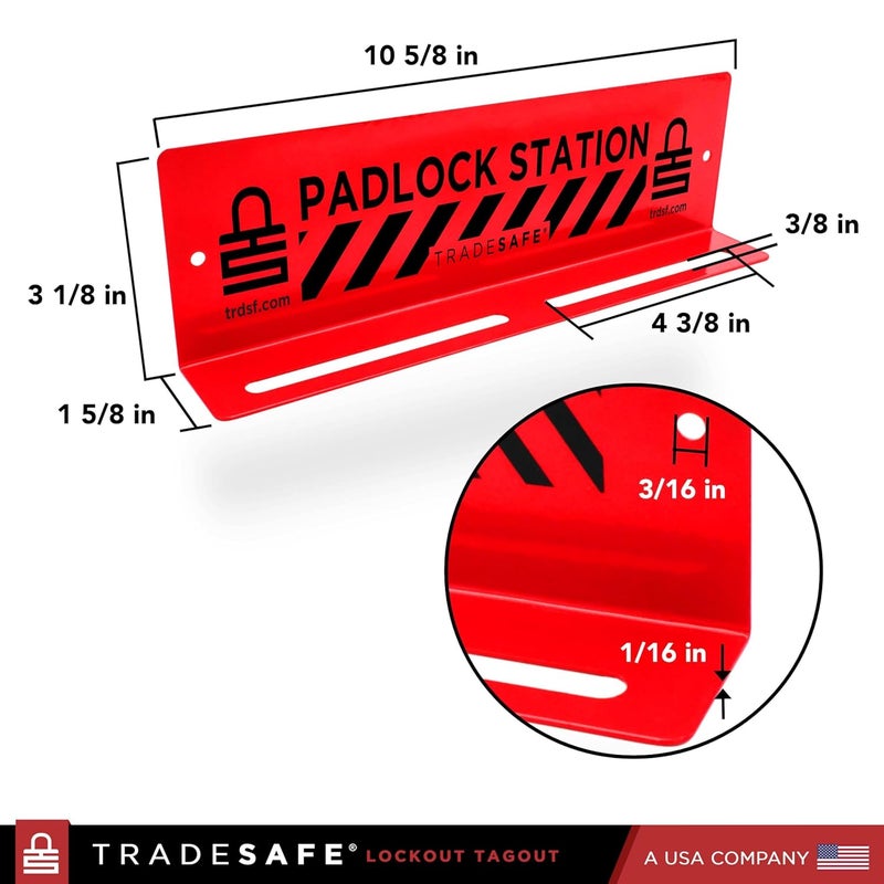 TRADESAFE Lockout Tagout Locks Station - Loto Station Holds up to 10 Safety Padlocks, Loto Locks Rack with No Lock Out Tag Out Padlocks Included - Image 2