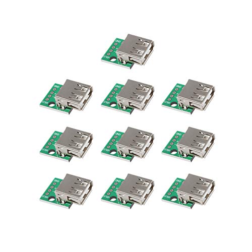MELIFE 10Pcs USB 2.0 Breakout Board, USB to DIP Adapter 2.54mm Breakout Board 4 Pins Pinboard USB Type A Breakout Board - Image 1