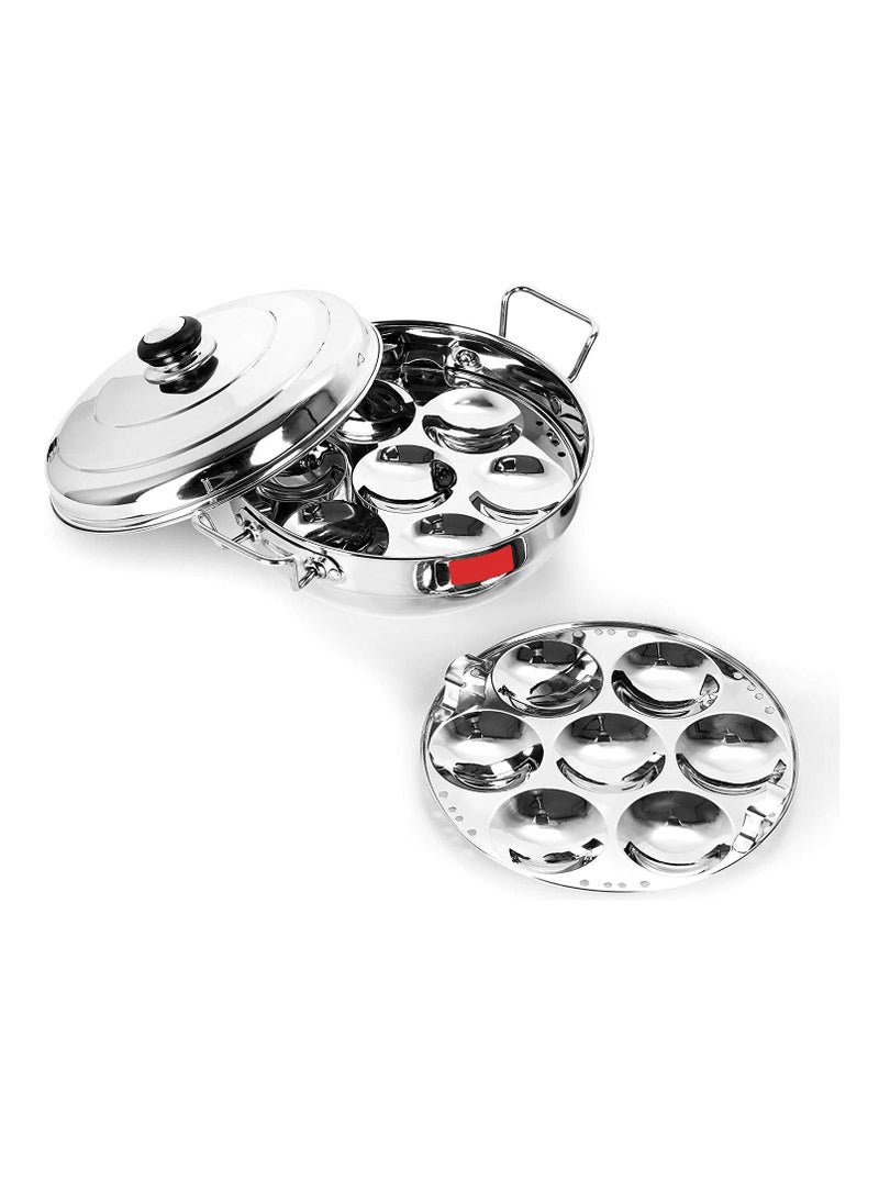 QSEC - Stainless Steel Idli Cooker Multi Kadai Steamer with sandwich Bottom induction dhokla cooker All-in-One Big Size 5 Plate 2 Idli | 2 Dhokla | 1 Patra | Momo's | 3 in 1 | 285 mm Dia. - Image 1