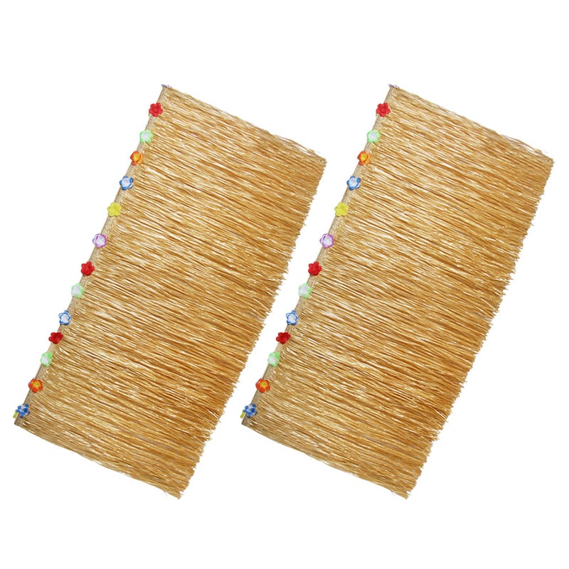 2 Pcs Luau Table Skirts Hawaiian Grass Table Skirt Hawaiian Themed Party Decorations - Image 4
