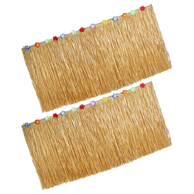 2 Pcs Luau Table Skirts Hawaiian Grass Table Skirt Hawaiian Themed Party Decorations - Image 1