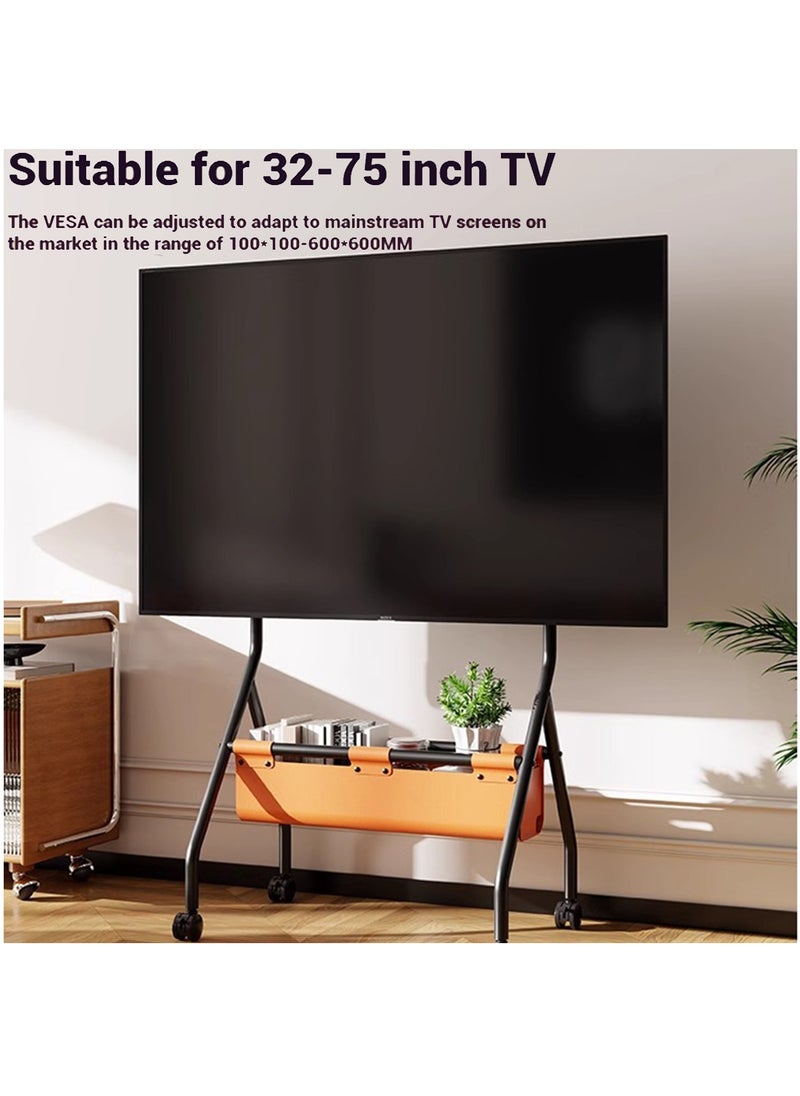 FlashHawk Mobile TV Stand with Wheels for 32-75 Inch Screens, Heavy-Duty 60kg Capacity, Adjustable Height & PU Storage Bag, VESA 100x100-600x600mm  - Image 2