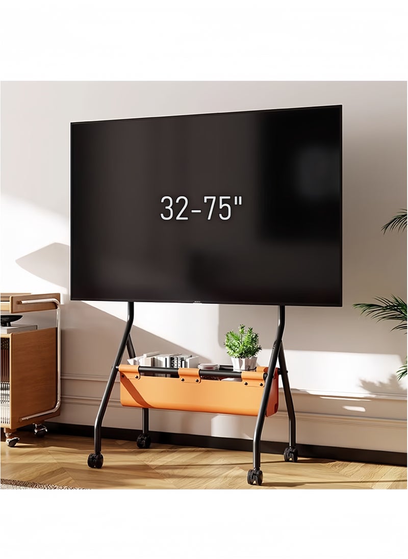 FlashHawk Mobile TV Stand with Wheels for 32-75 Inch Screens, Heavy-Duty 60kg Capacity, Adjustable Height & PU Storage Bag, VESA 100x100-600x600mm  - Image 1
