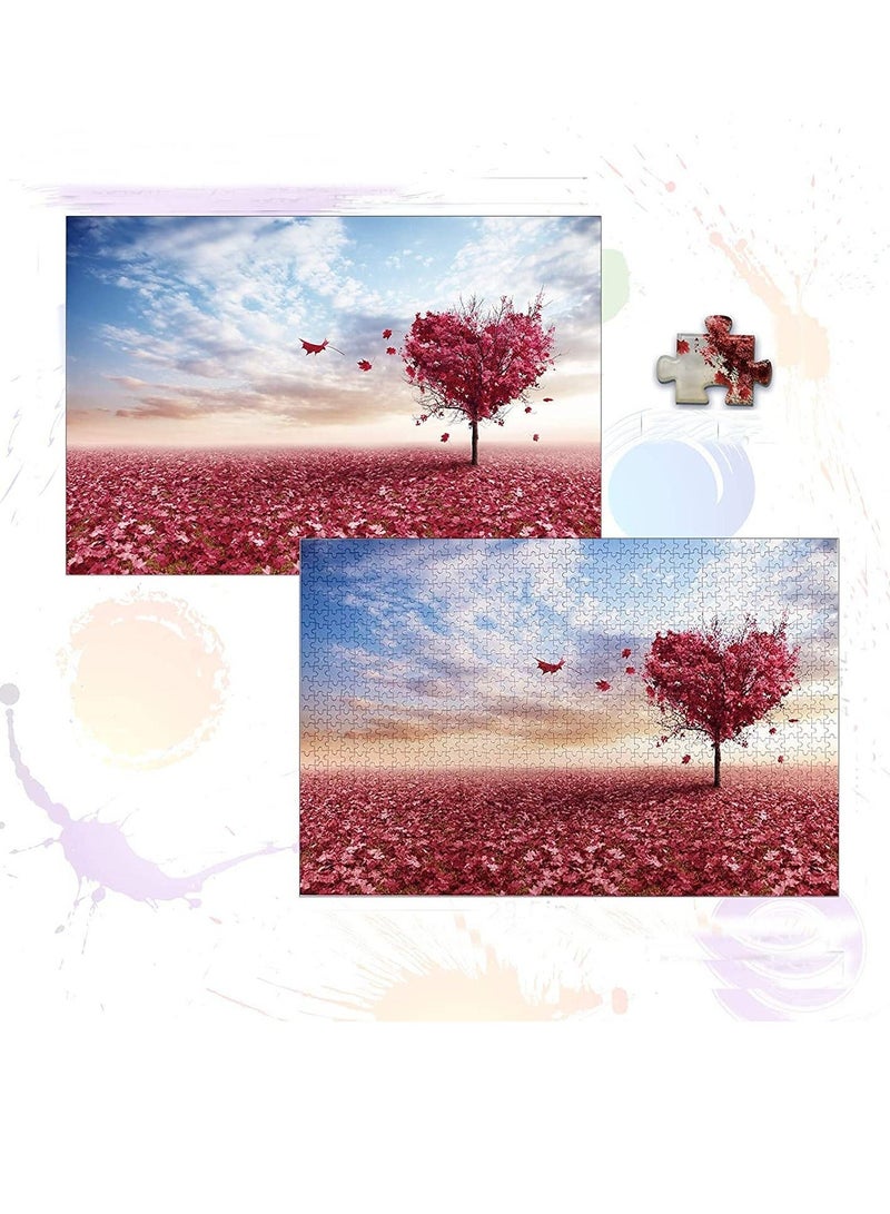 Puzzles for Adults Wooden Jigsaw Puzzle- Love Series Heart Shaped Maple Leaves Mother's Day Puzzle Gift - Image 3